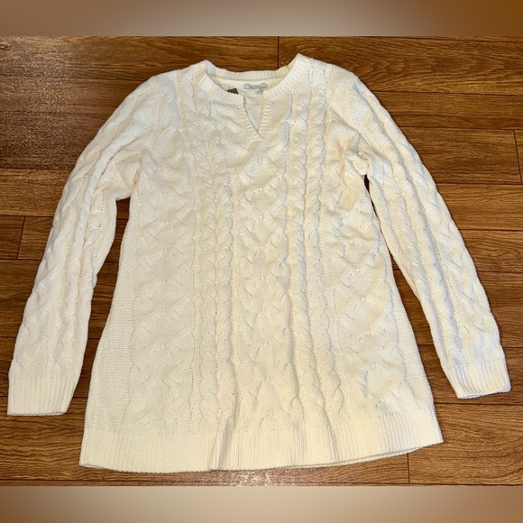 J. Jill Ivory Chenille Cable Knit Sweater NWT Small - Picture 2 of 8